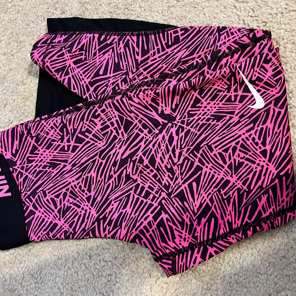 Nike Kids Pink and Black Patterned Shorts